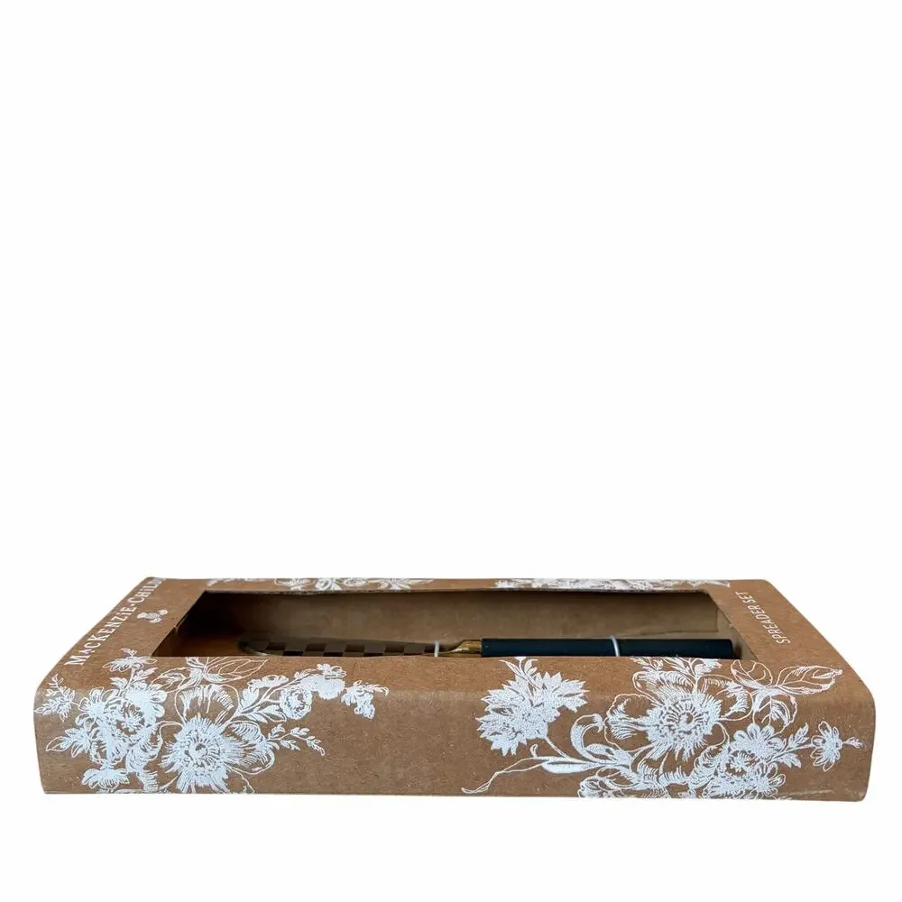 NEW Mackenzie-Childs Black Spreader Set of 2 Black & Gold Checked